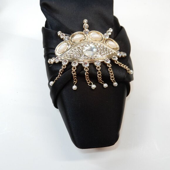 ANTONIO MELANI Lex Ornamented Backless Mules Slip On Shoes Size 6.5 Black NEW - Picture 5 of 15